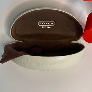 Coach Shiny Ivory Sunglasses Case with cloth